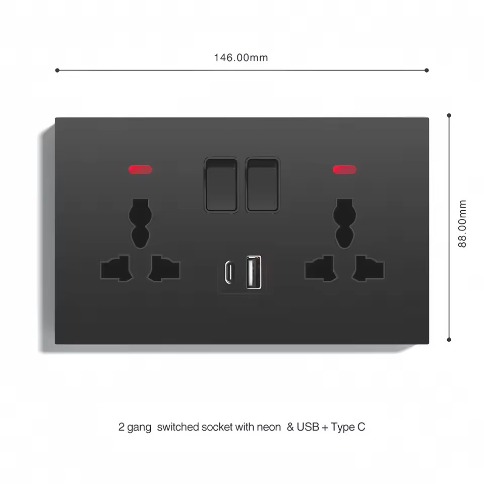 2 Gang Socket USB